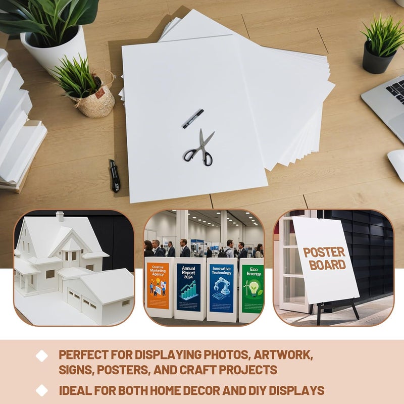 Pushglossy 25 Sheets Self Adhesive Foam Board 22 x 28 x 3/16" White Self-Adhesive Tack Foam Boards Large Free Mounting Poster for Crafts Presentation Vision Board Signboard and Party Decorations - Image 3